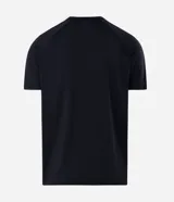 Remera deportiva Get Over de poliéster y elastano, color negro, con tecnología dry, cuello redondo y mangas cortas de corte raglán con detalles de líneas en contraste.