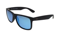 Lentes de sol unisex de la marca Floats, modelo 4345 col 5, con montura cuadrada negra y lentes polarizadas espejadas color azul.