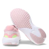 Championes de running Puma Scend Pro, color negro con detalles en blanco, rosa y verde.