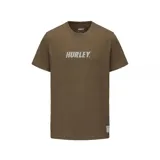 Remera de manga corta color marrón con logo de la marca Hurley estampado en el pecho.