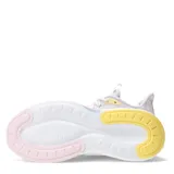 Championes Adidas AlfaEdge color gris con detalles en blanco, rosa y amarillo.