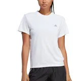 Remera deportiva Adidas Run It para mujer, color blanco con logo gris en el pecho.