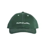Gorra verde oscuro de algodón con logo Rip Curl bordado en blanco en el frente.