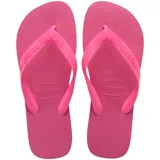 Ojotas Havaianas modelo Top, color fucsia, con diseño clásico de suela de goma texturizada y tiras anchas con el logo de la marca en relieve.