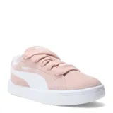 Championes urbanos Puma modelo Park Life Style Easy, color rosado con detalles en blanco. Presentan una capellada de gamuza sintética con cordones anchos y suela de goma blanca.