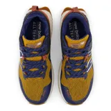 Championes de trail running New Balance Fresh Foam X Hierro v7, con capellada de malla amarilla y detalles en azul, naranja y negro. Suela Vibram® Megagrip.