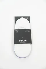 Pack de tres pares de medias invisibles de corte bajo, en colores lila, celeste y blanco.