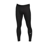 Calzas deportivas Nike Pro Dri-FIT negras ajustadas, con cintura elástica con logo y logo de la marca en blanco en la pierna izquierda.