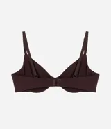 Soutien de media copa color marrón oscuro, con aro y tirantes regulables, confeccionado en algodón con elastano.