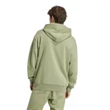 Hoodie de felpa de algodón color verde militar, con capucha, bolsillo estilo canguro y el logo de la marca bordado en el centro del pecho.
