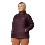 Campera acolchada Columbia modelo Powder Lite II, color bordó, con cierre frontal completo, cuello alto y bolsillos laterales con cierre. Cuenta con tecnología Omni-Heat™ para retención de calor y Omni-Shield™ para repelencia al agua.