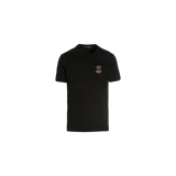 Remera Dolce & Gabbana modelo Sicily Crown Embroidered, de color negro con cuello redondo y mangas cortas. Presenta un bordado en el pecho con diseño de corona y abeja en tonos dorados.