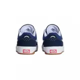 Championes Vans modelo BMX Proof Wafflecup, color azul marino con detalles en blanco. Presentan la icónica banda lateral de Vans, suela de goma color caramelo con tecnología Wafflecup y cordones blancos.