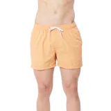 Short de baño naranja con cintura elástica y cordón blanco.