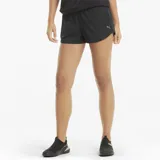 Short deportivo Puma Performance Wov para mujer, color negro, de diseño ligero con cintura elástica y logo reflectante en el lateral.