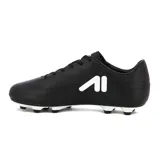 Championes de fútbol Austral MD, color negro con detalles en blanco.