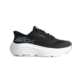Championes deportivos Skechers modelo Max Cushioning Endeavour, color negro con entresuela blanca de alto impacto. Presentan tecnología Slip-ins para calce fácil, parte superior de malla transpirable, plantilla Air-Cooled Goga Mat y diseño ergonómico para running y entrenamiento.