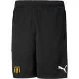 Short de fútbol Puma del Club Atlético Peñarol, color negro con escudo del club bordado en amarillo y logo de Puma estampado en blanco.