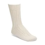 Medias de algodón con diseño acanalado en color blanco hueso.