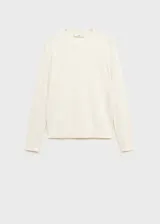 Jersey de punto fino con cuello redondo y manga larga, de corte recto y diseño básico.