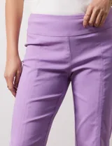 Pantalón celeste en gabardina elastizada marca Zac & Rachel. Pretina ancha con faja interna modeladora. Largo de pierna con costura frontal pespunteada. Trasera con bolsillos ojal simulados.