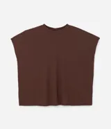 Blusa tipo muscle tee de corte holgado, confeccionada en tejido rib acanalado, con escote redondo y diseño sin mangas.