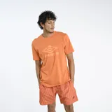 Short de baño Umbro color naranja con estampado de rombos en relieve.