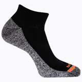 Medias tobilleras combinadas en color negro y gris melange, con detalles en naranja en la puntera.