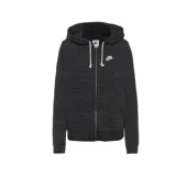 Campera con capucha Nike Sportswear Gym Vintage, color negro jaspeado, con cierre frontal completo, cordones ajustables y logo estampado en el pecho.