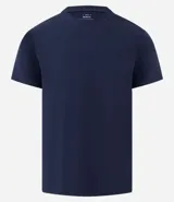 Remera de corte muscle, manga corta y cuello redondo, confeccionada en tejido de media malla. Diseño liso sin estampados.