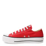 Championes Converse Chuck Taylor All Star de lona roja con plataforma blanca y cordones blancos.