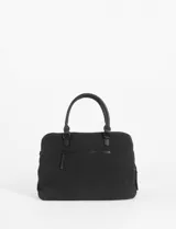 Briefcase para laptop color verde oliva, con cierre principal y bolsillo frontal con cierre. Incluye manijas superiores y correa ajustable extraíble.