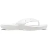 Ojotas Crocs Classic Flip de color blanco, con tira de dedo de TPU suave y suela de espuma Croslite. Presenta orificios para dijes Jibbitz™ en la tira.