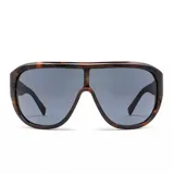 Lentes de sol tipo máscara con armazón carey y lentes oscuros polarizados con protección UV400.