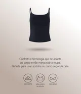 Top interior camisete Lov de microfibra negra, con copa estructurada, escote recto y breteles finos regulables.