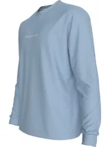 Remera celeste de manga larga Calvin Klein Jeans, con cuello redondo y logo estampado en el pecho.