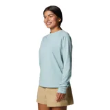 Remera de manga larga Columbia, diseñada para actividades al aire libre y pesca. Presenta cuello redondo, corte holgado y puños con aberturas para los pulgares. Confeccionada en tela técnica con tecnología de protección solar, absorción de humedad y secado rápido.