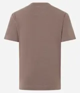 Remera básica Cortelle de ribana, color marrón, con mangas cortas y cuello redondo ajustado.