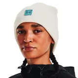 Gorro de lana Under Armour color blanco con logo bordado en azul.