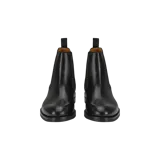 Botas Chelsea Magnanni de cuero negro con paneles elásticos laterales y tirador trasero.