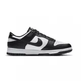Championes Nike Dunk Low de diseño clásico, confeccionados en cuero sintético con una combinación de colores blanco y negro.