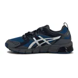 Championes de running Asics Gel-Quantum 180 Direction, con diseño técnico en tonos azul marino y gris. Presentan el logo de la marca en los laterales en color blanco, malla transpirable en la parte superior y tecnología de amortiguación en la suela.