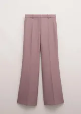 Pantalón de vestir de tiro medio con pernera ancha y corte recto, color malva.
