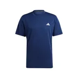Remera de training Adidas color azul marino, de corte clásico y mangas cortas, con logo blanco estampado en el pecho. Confeccionada con tecnología Aeroready.
