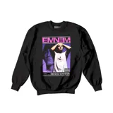 Buzo de cuello redondo y manga larga, color negro, con estampa gráfica frontal de Eminem y el texto The Real Slim Shady.