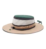Gorro tipo pescador Columbia Bora Bora Retro II Omni-Shade, color negro con interior y cordón ajustable en color verde, con tecnología de absorción de humedad y ala ancha.