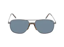 Lentes de sol INVU estilo aviador con montura plateada de metal y lentes polarizadas grises.