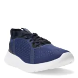 Championes deportivos Push modelo Jack, color azul marino con suela blanca. Presentan un diseño de malla textil transpirable con refuerzos laterales perforados y cierre mediante cordones.