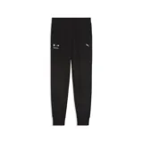 Pantalón de jogging Puma de la colección BMW Motorsport, color negro, con corte holgado, puños elásticos en los tobillos y logo de BMW Motorsport estampado en el muslo derecho.