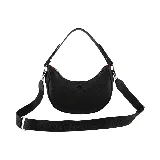 Cartera bandolera marrón con correa de mano y correa larga con logo de la marca.